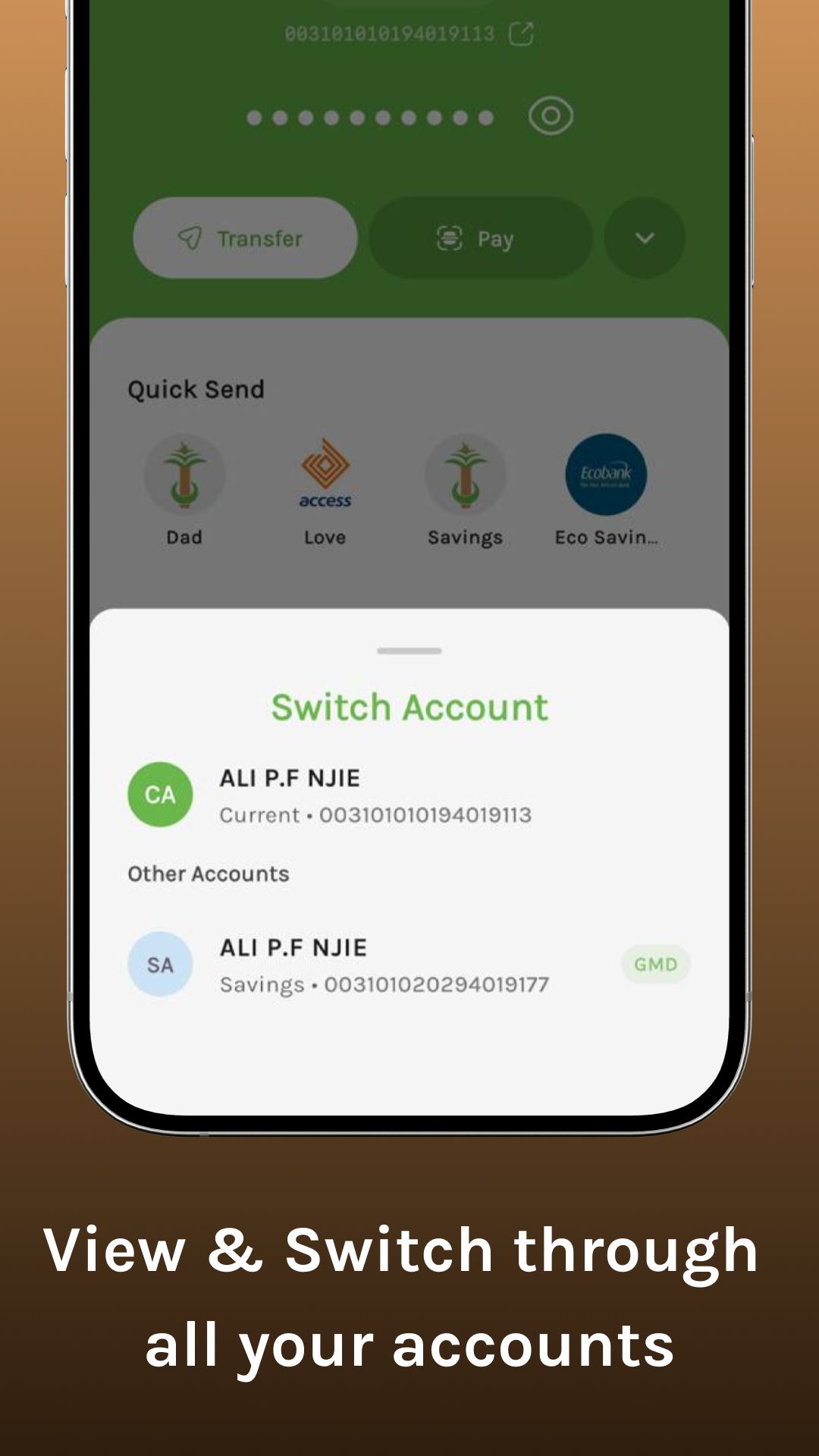 AGIB account switcher in its official Google Play promotional image.